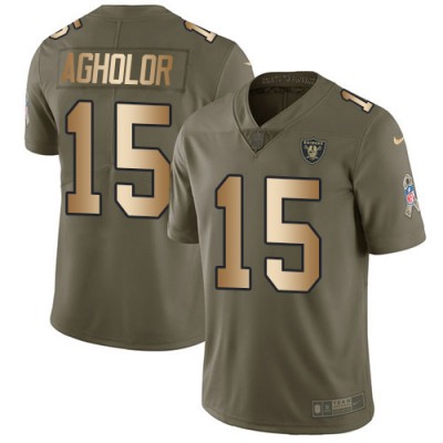 Nike Las Vegas Raiders #15 Nelson Agholor OliveGold Men's Stitched NFL Limited 2017 Salute To Service Jersey Men's